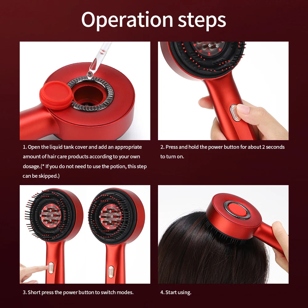 Electric Vibration Massage Comb Red Light