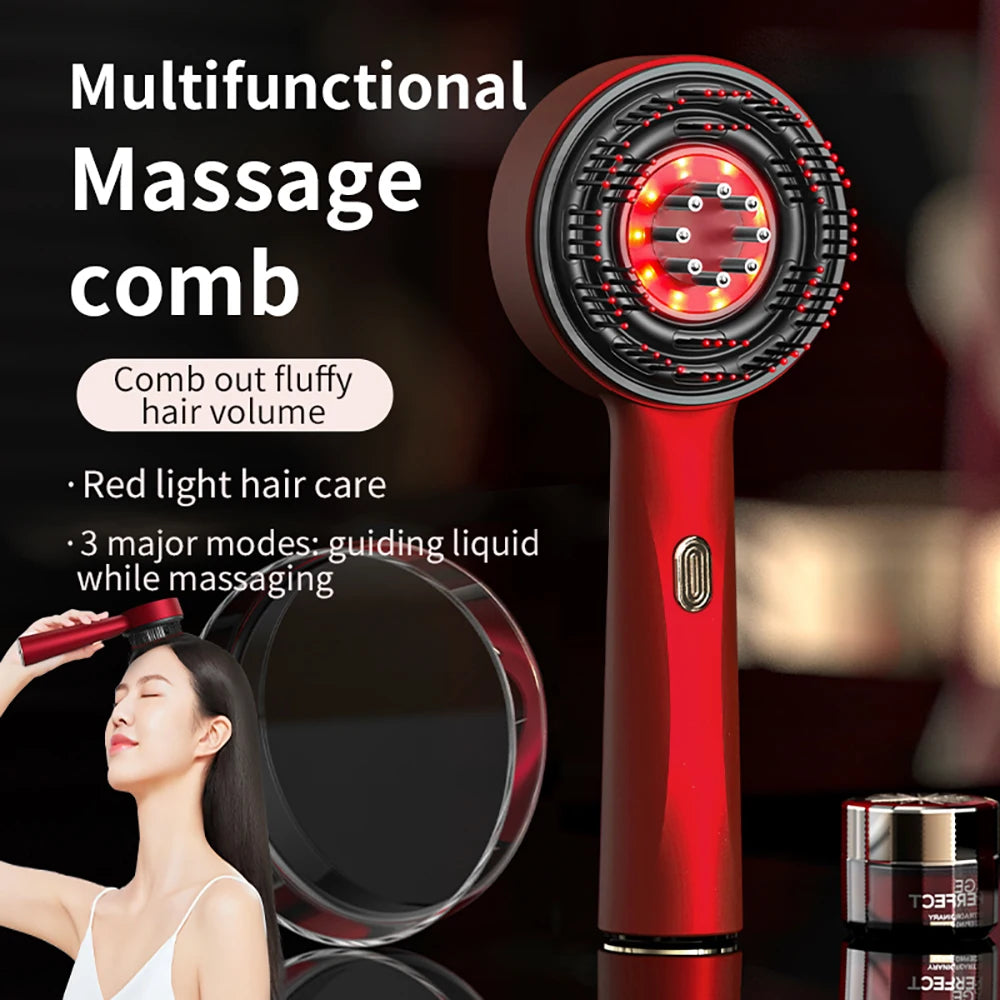 Electric Vibration Massage Comb Red Light