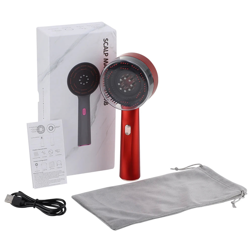 Electric Vibration Massage Comb Red Light
